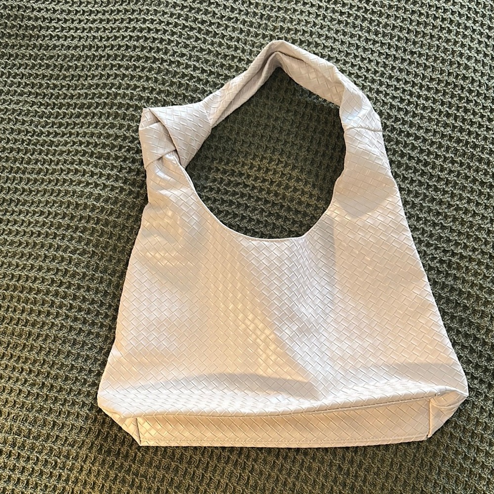 Cream Textured Shoulder Bag with Slouchy Handle